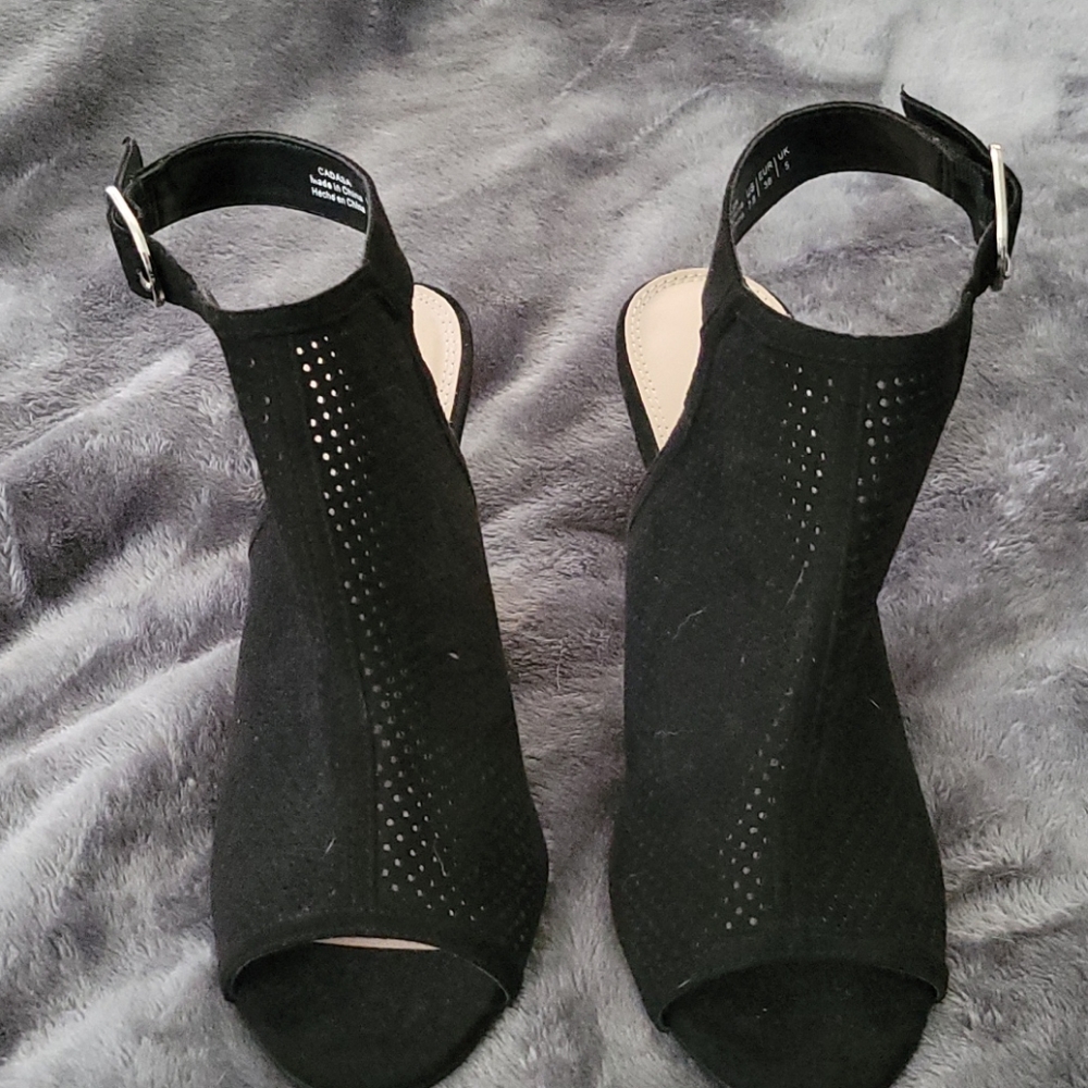 Kelly & Katie Black Open Toe Heels